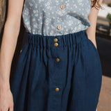 MARSEILLE linen front snap skirt - notperfectlinen