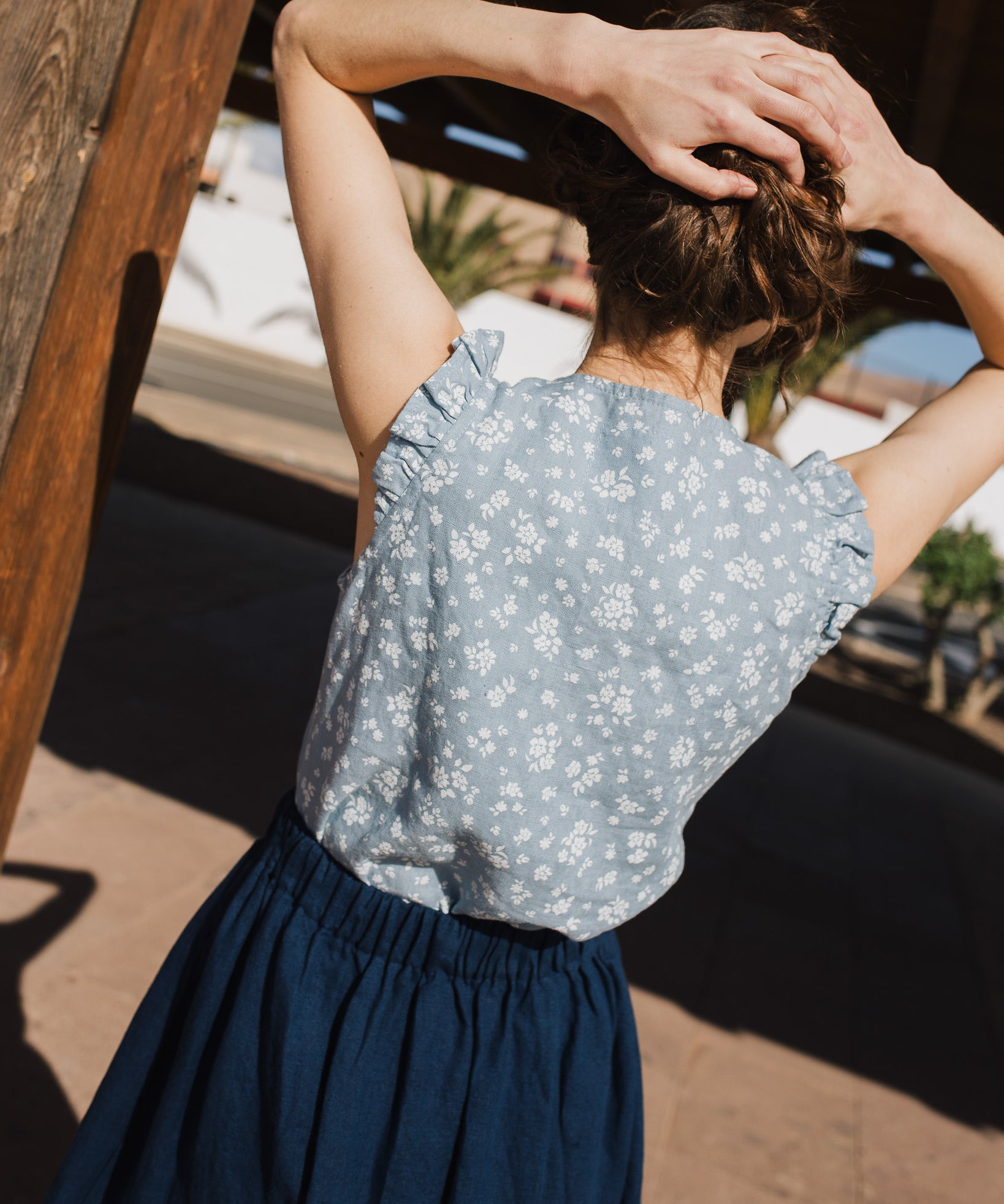 MARSEILLE linen front snap skirt - notperfectlinen