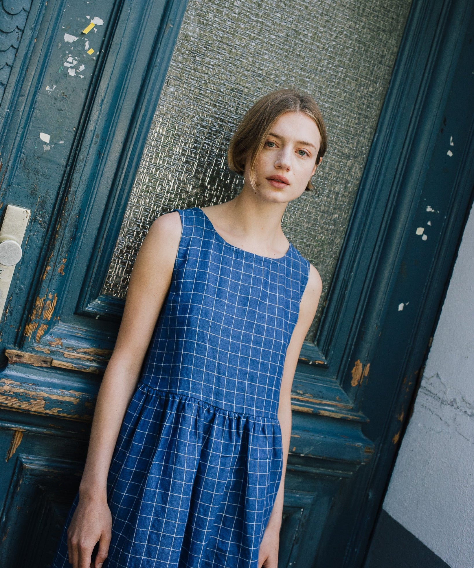 not perfect linen smock dress SALINA smocked waist linen dress