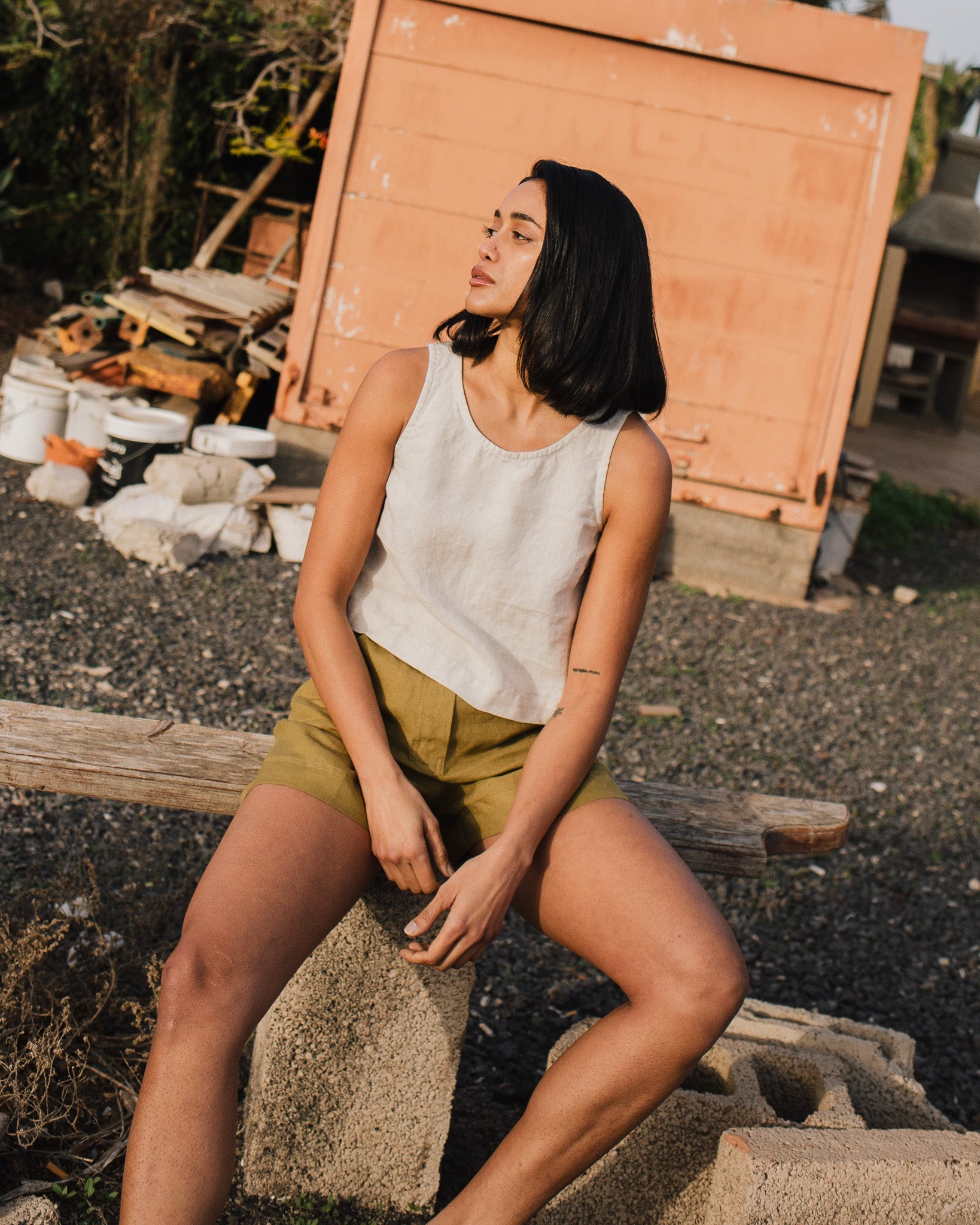 BAY cropped linen top - notperfectlinen