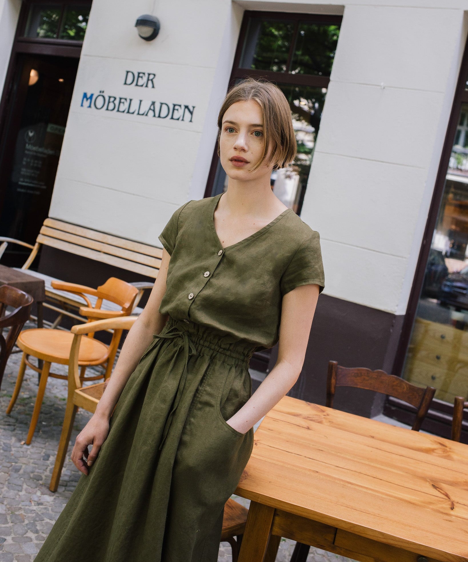 REINE waisted linen dress REINE waisted linen dress