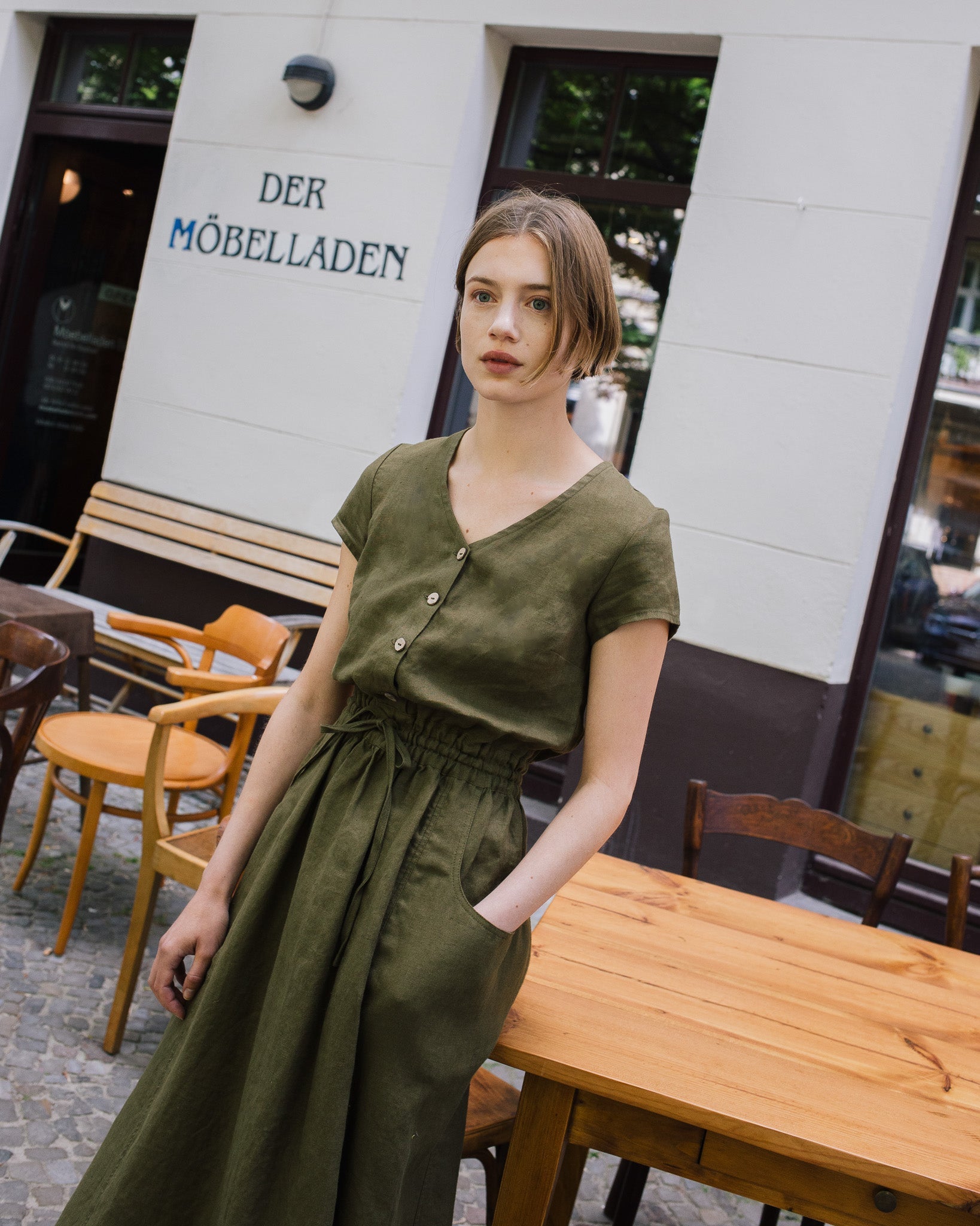 REINE waisted linen dress REINE waisted linen dress