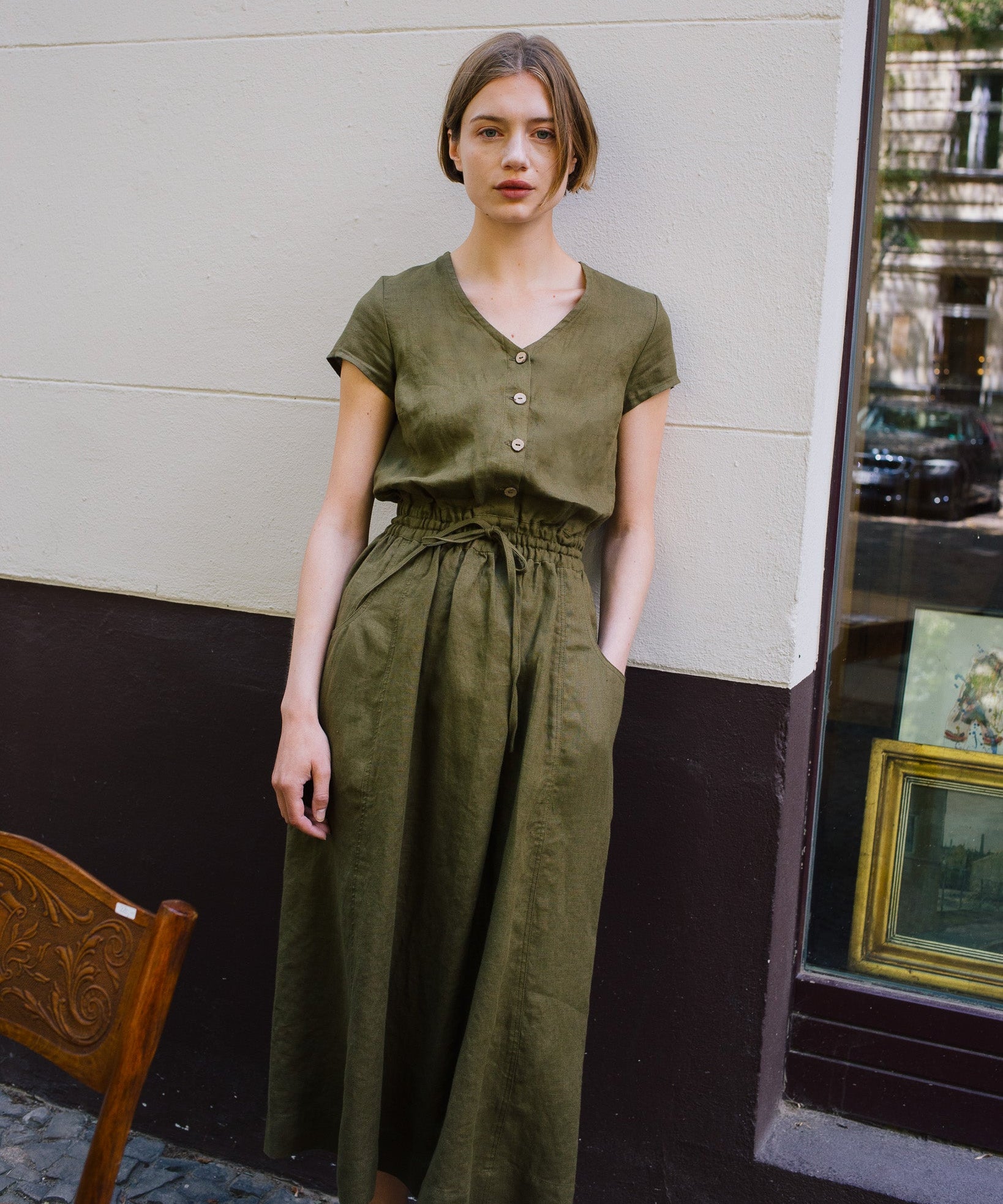 Green Linen Dress with Pockets REINE Maxi| notPERFECTLINEN not PERFECT LINEN Green Linen Dress with Pockets REINE Maxi| notPERFECTLINEN not PERFECT LINEN