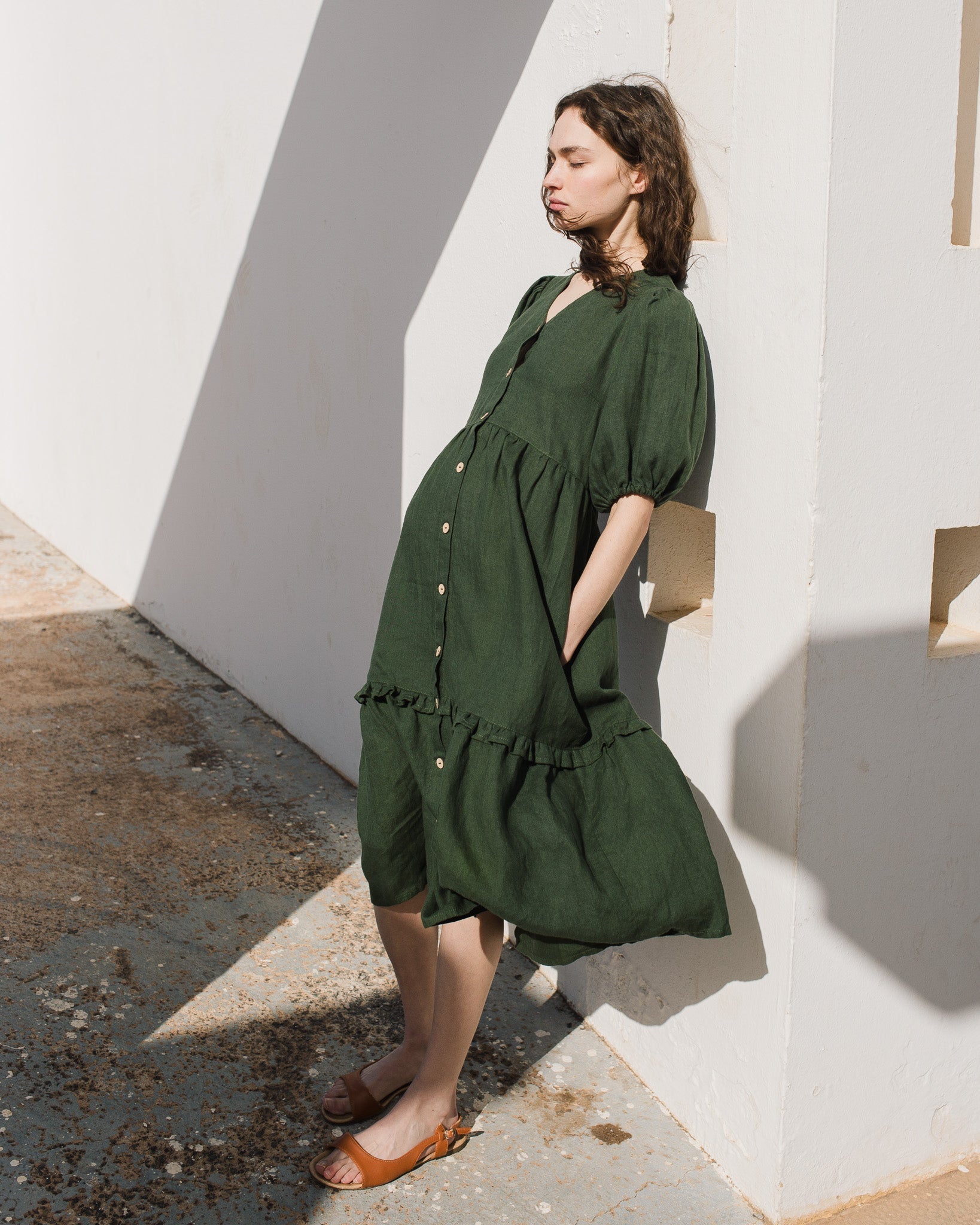 ELYSIAN V-neck linen dress - notperfectlinen