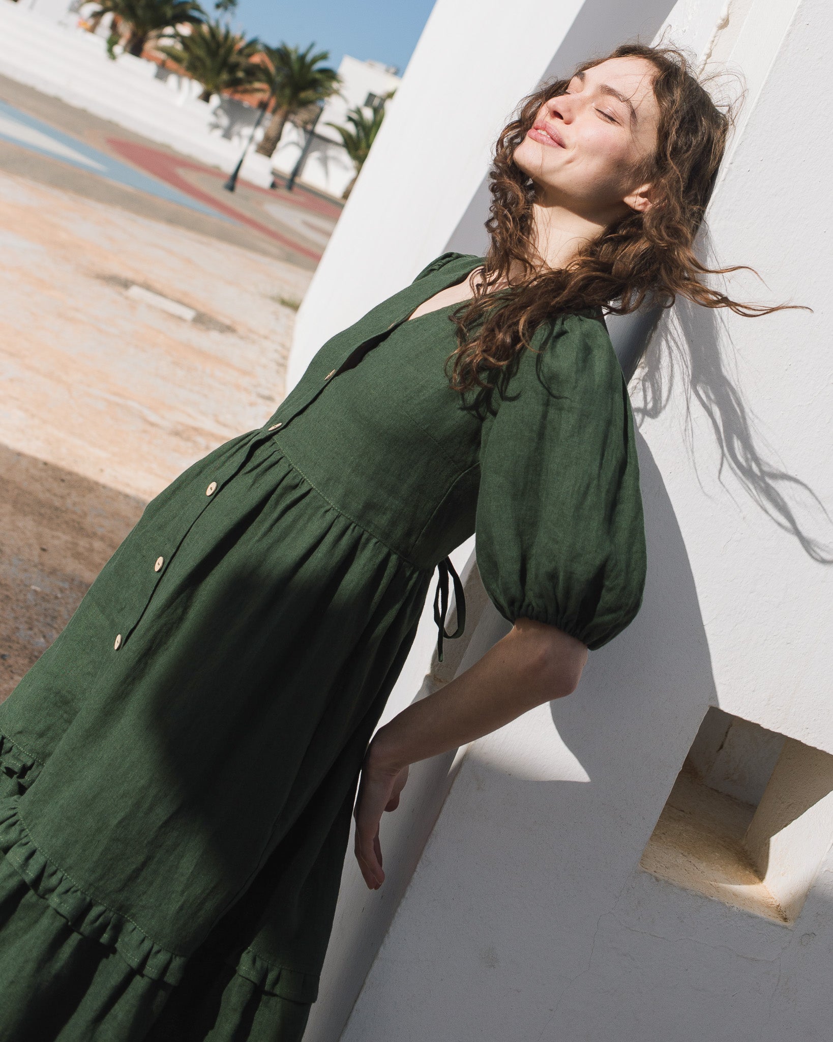 ELYSIAN V-neck linen dress - notperfectlinen