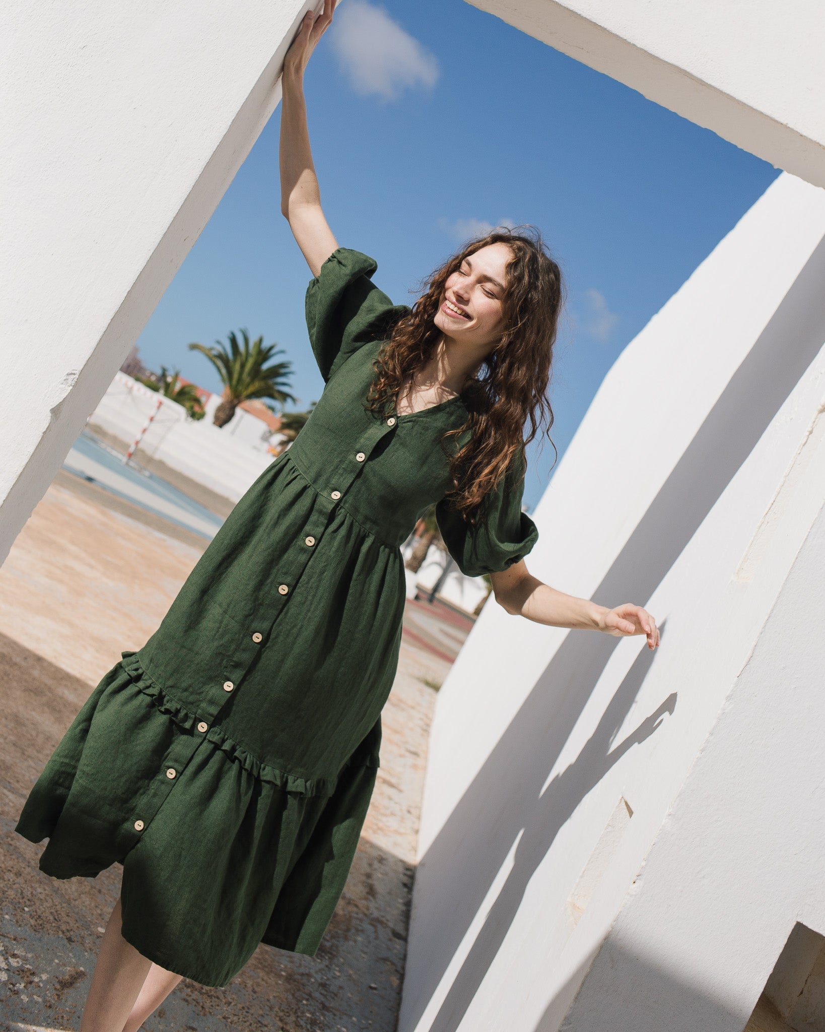 ELYSIAN V-neck linen dress - notperfectlinen