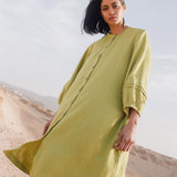 SELENE button-down linen dress