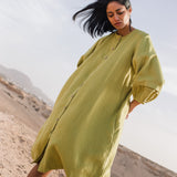 SELENE button-down linen dress