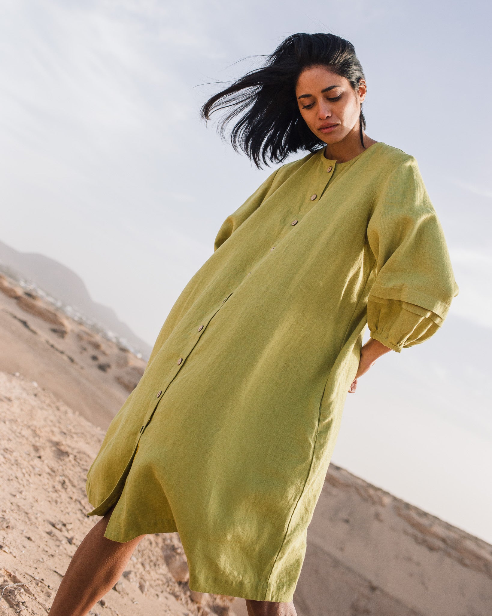 SELENE button-down linen dress - notPERFECTLINEN