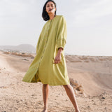 SELENE button-down linen dress