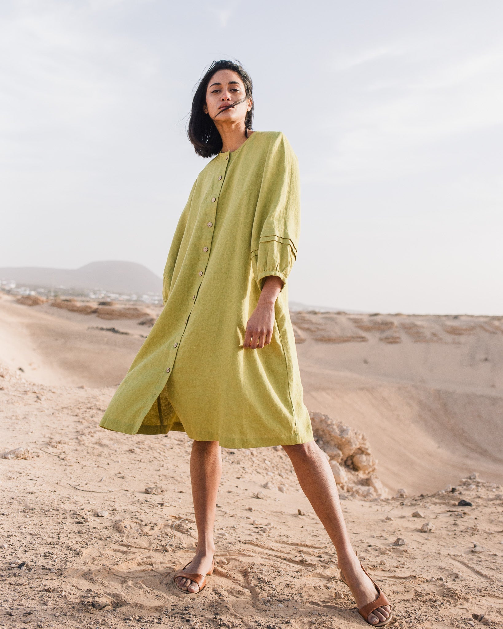 SELENE button-down linen dress - notPERFECTLINEN