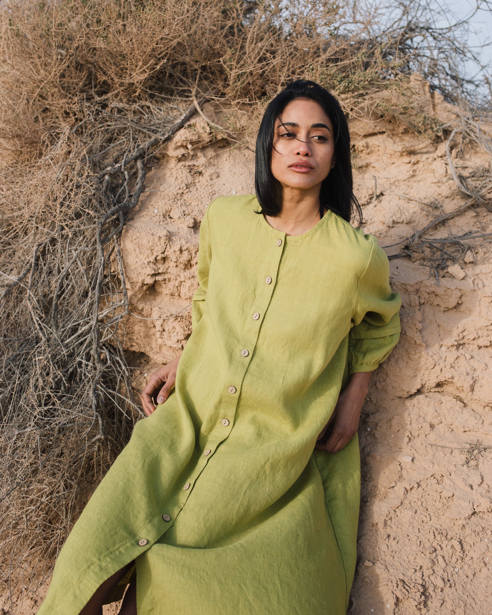 SELENE button-down linen dress - notPERFECTLINEN