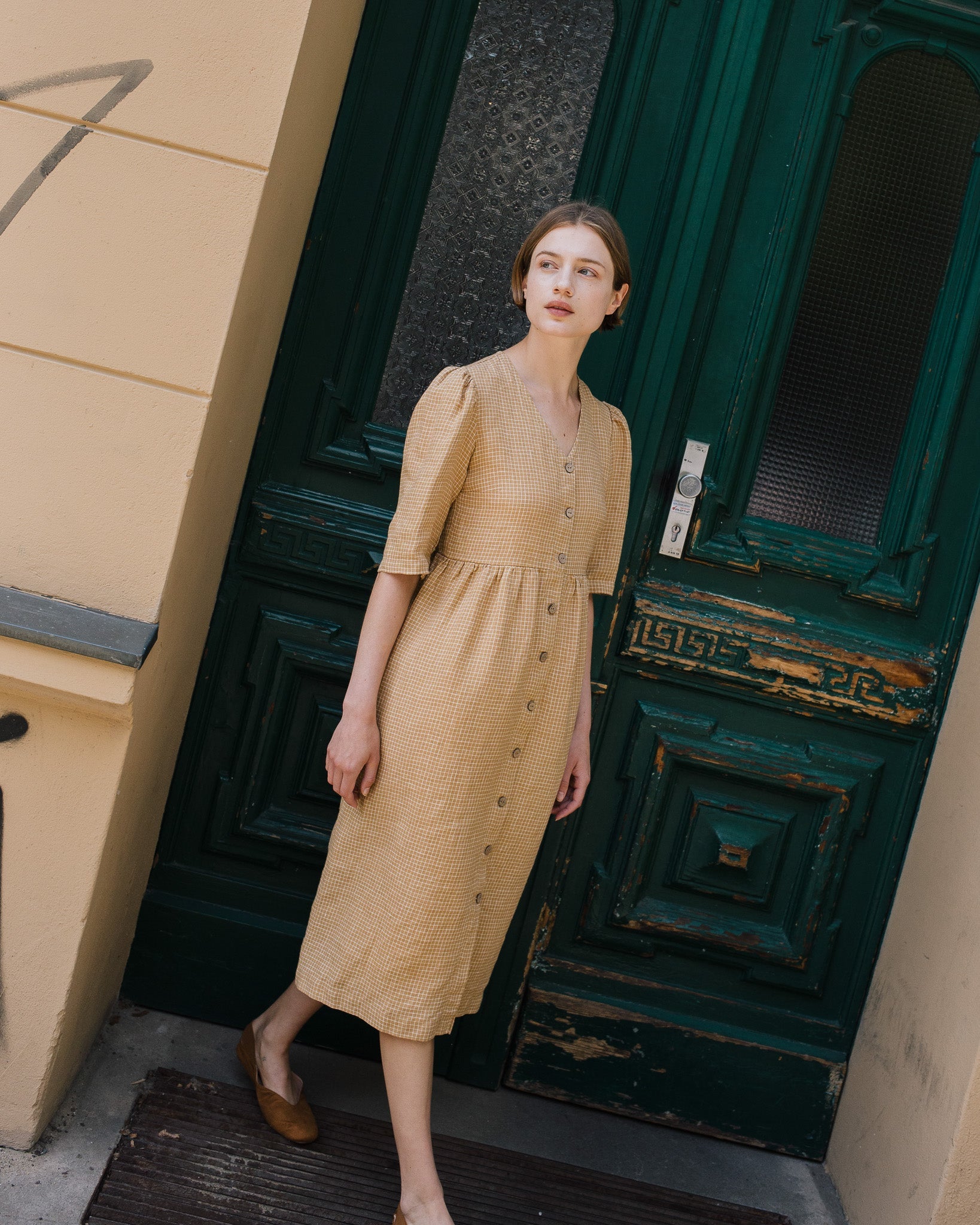 button down linen dress RONDA button down linen dress