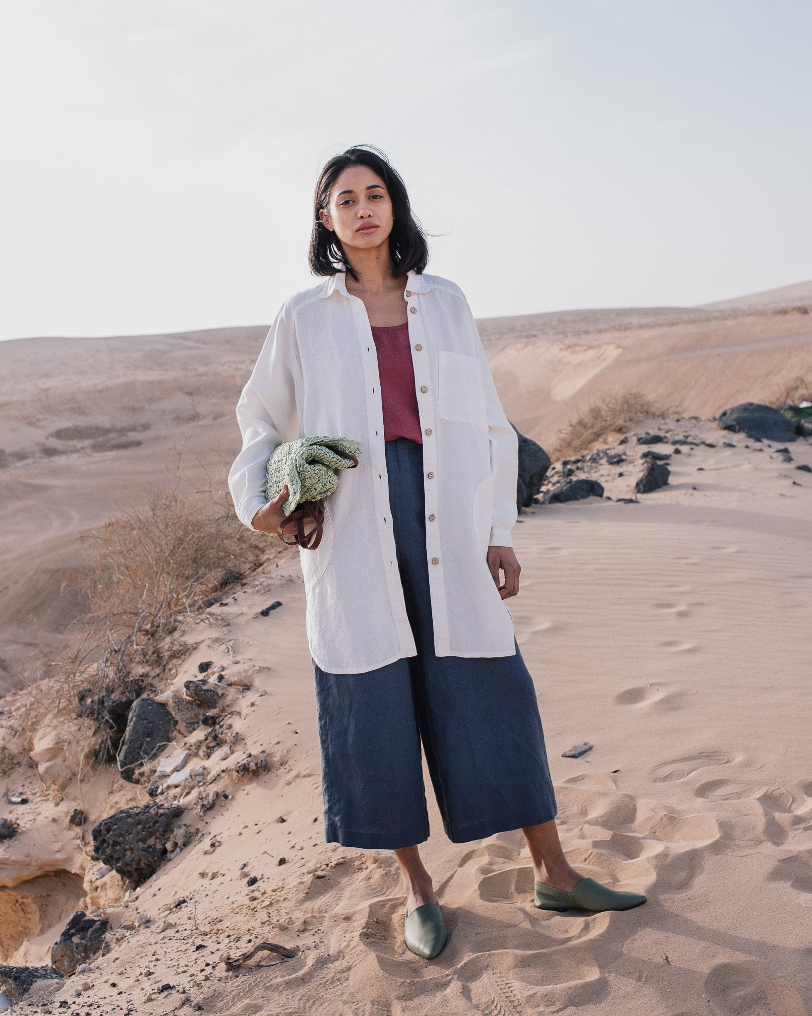 LIVORNO-2 oversized linen collar shirt - notperfectlinen