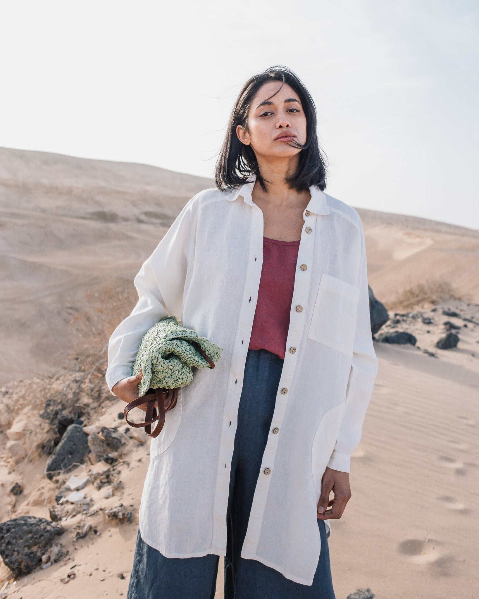 LIVORNO-2 oversized linen collar shirt - notperfectlinen