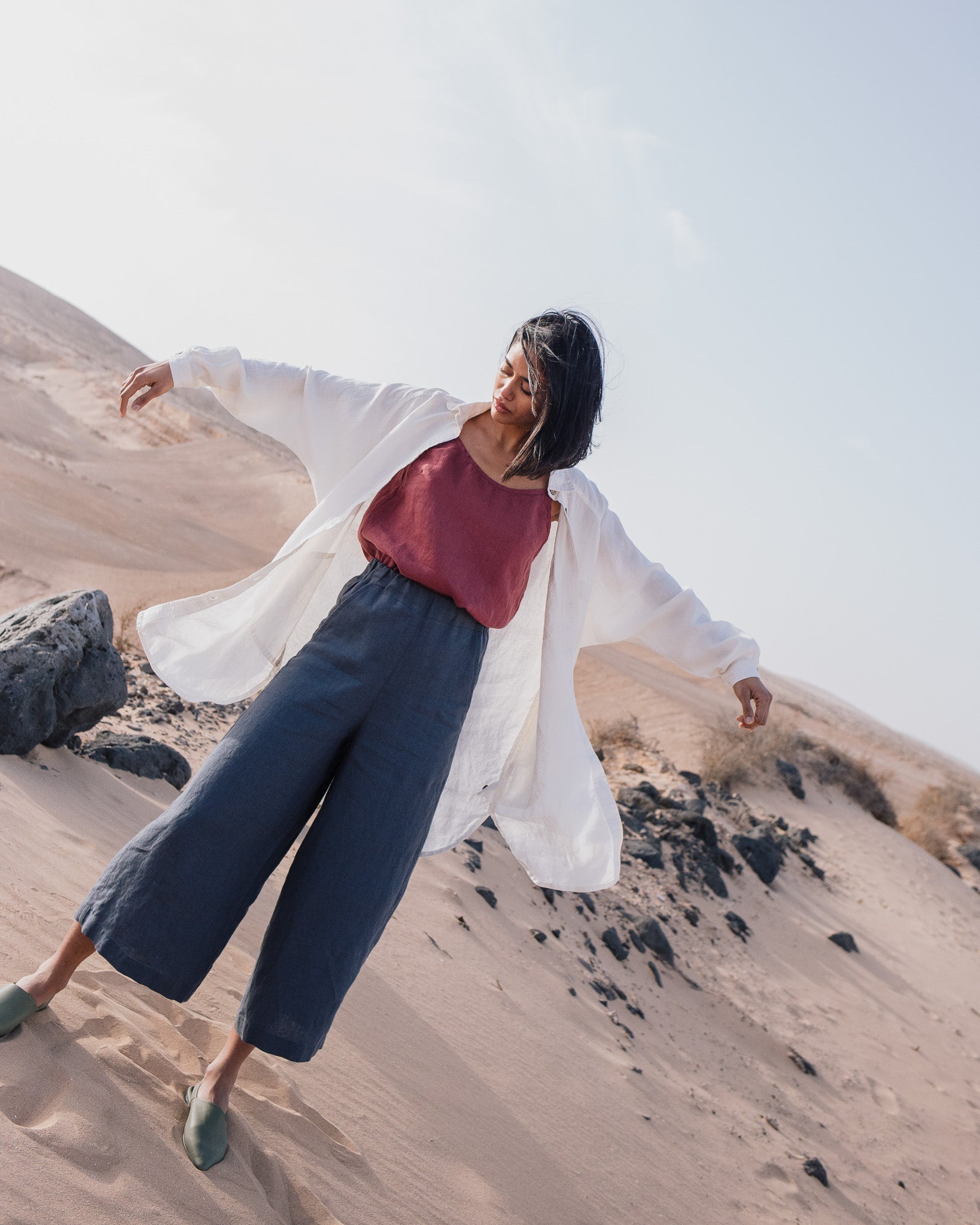 Maxi WELS wide leg linen pants - notperfectlinen