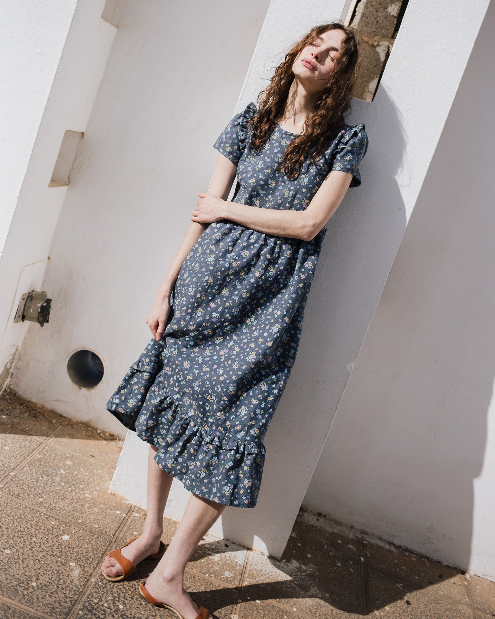 MARQUETTE ruffle linen dress - notperfectlinen