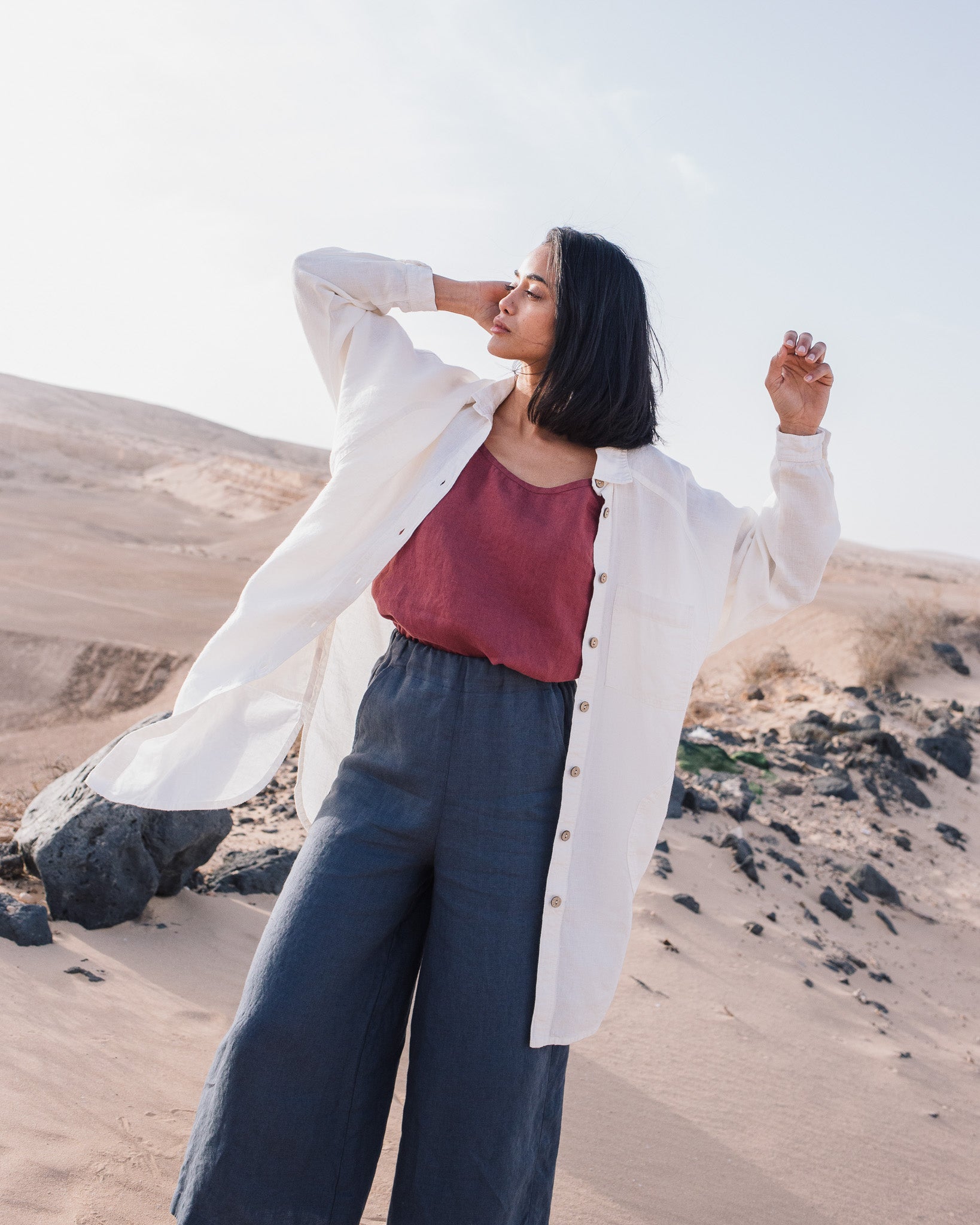 LIVORNO-2 oversized linen collar shirt - notperfectlinen