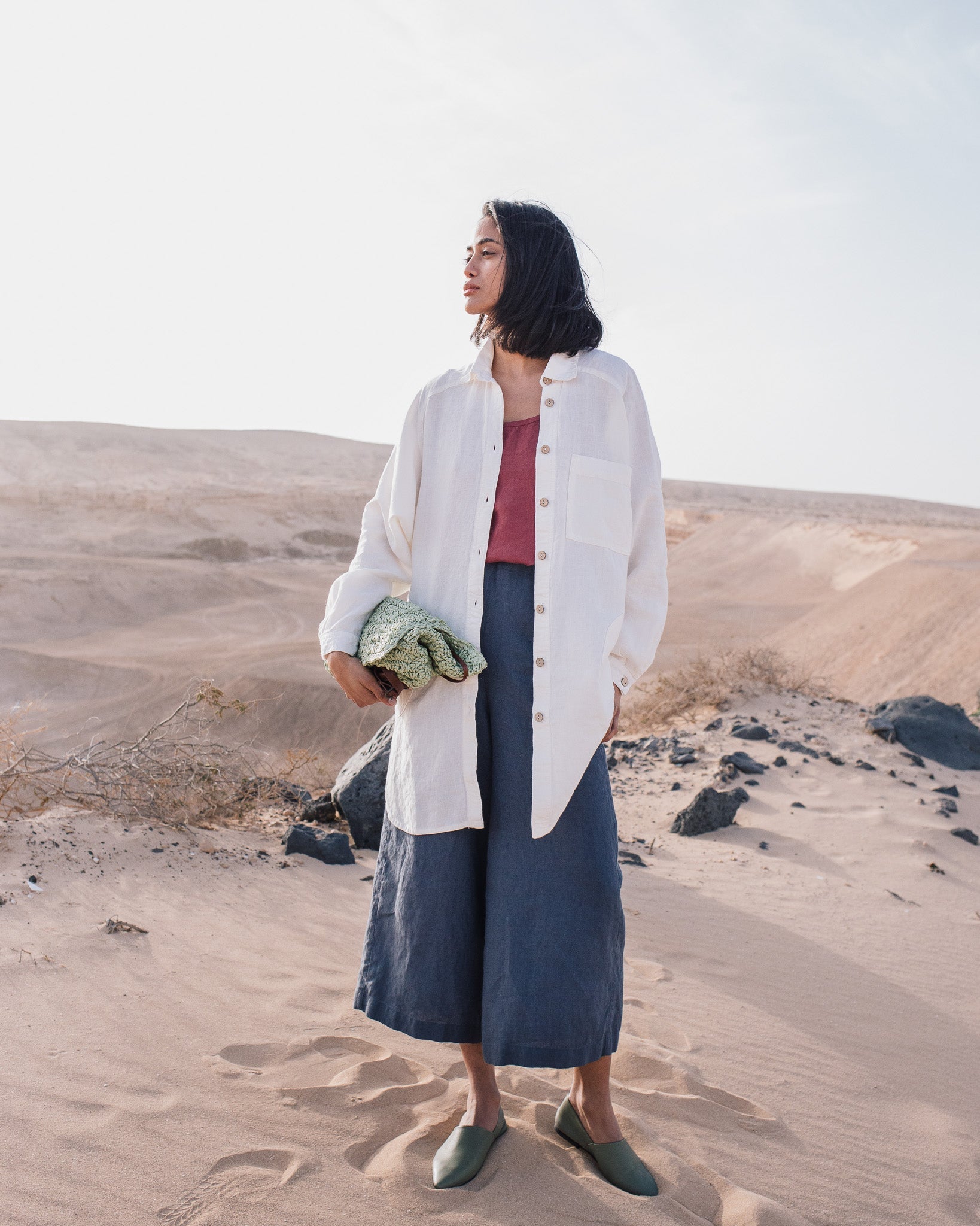 LIVORNO-2 oversized linen collar shirt - notperfectlinen