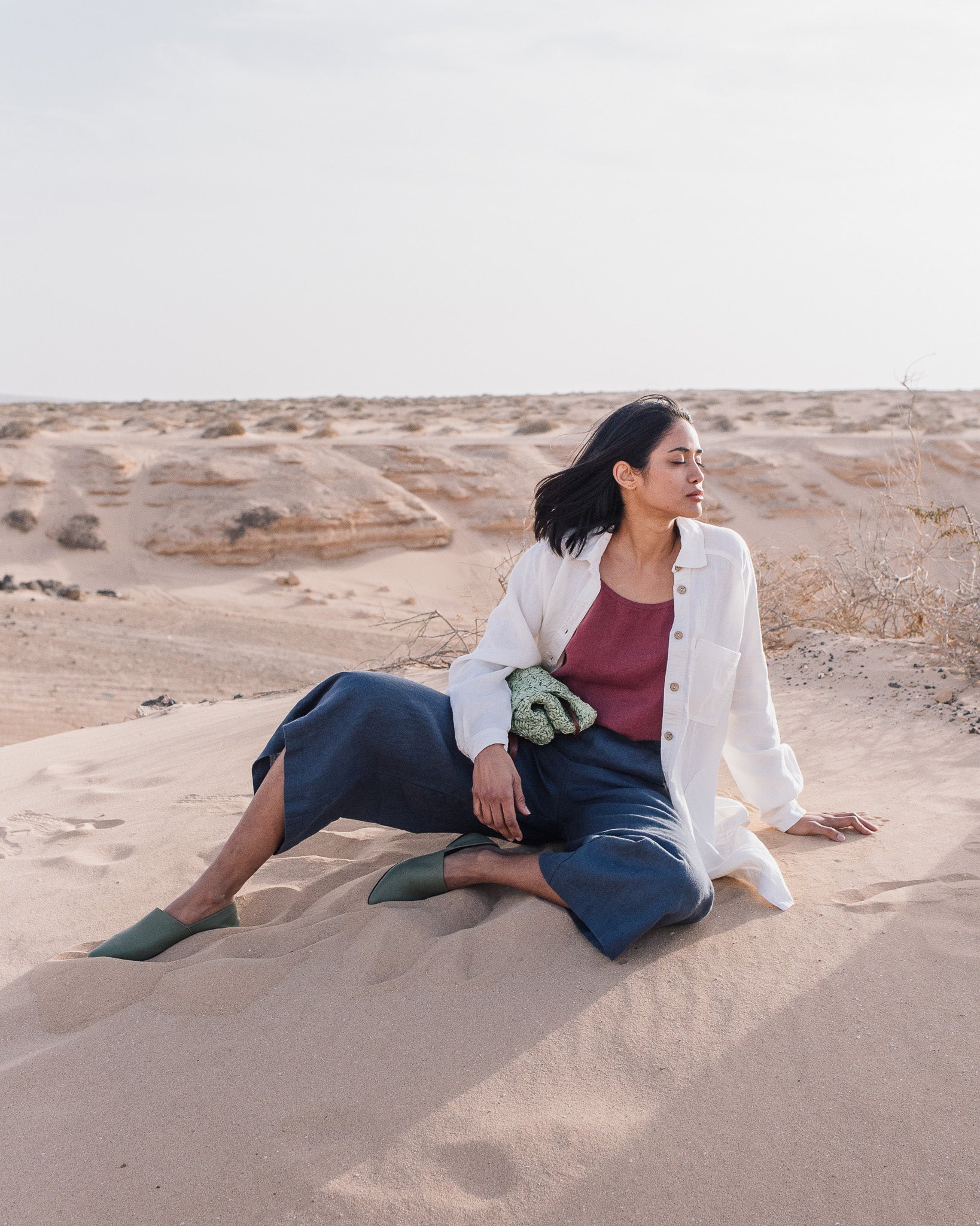 LIVORNO-2 oversized linen collar shirt - notperfectlinen