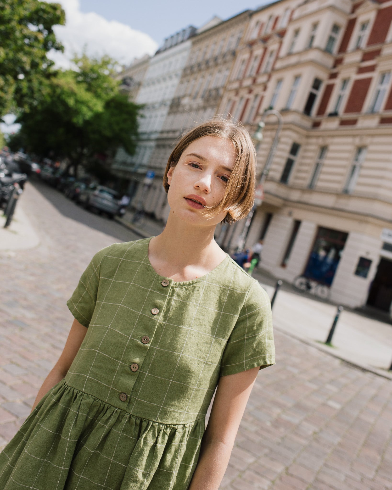 Maxi MAMA-2 Short Sleeve Linen Dress Maxi MAMA-2 Short Sleeve Linen Dress
