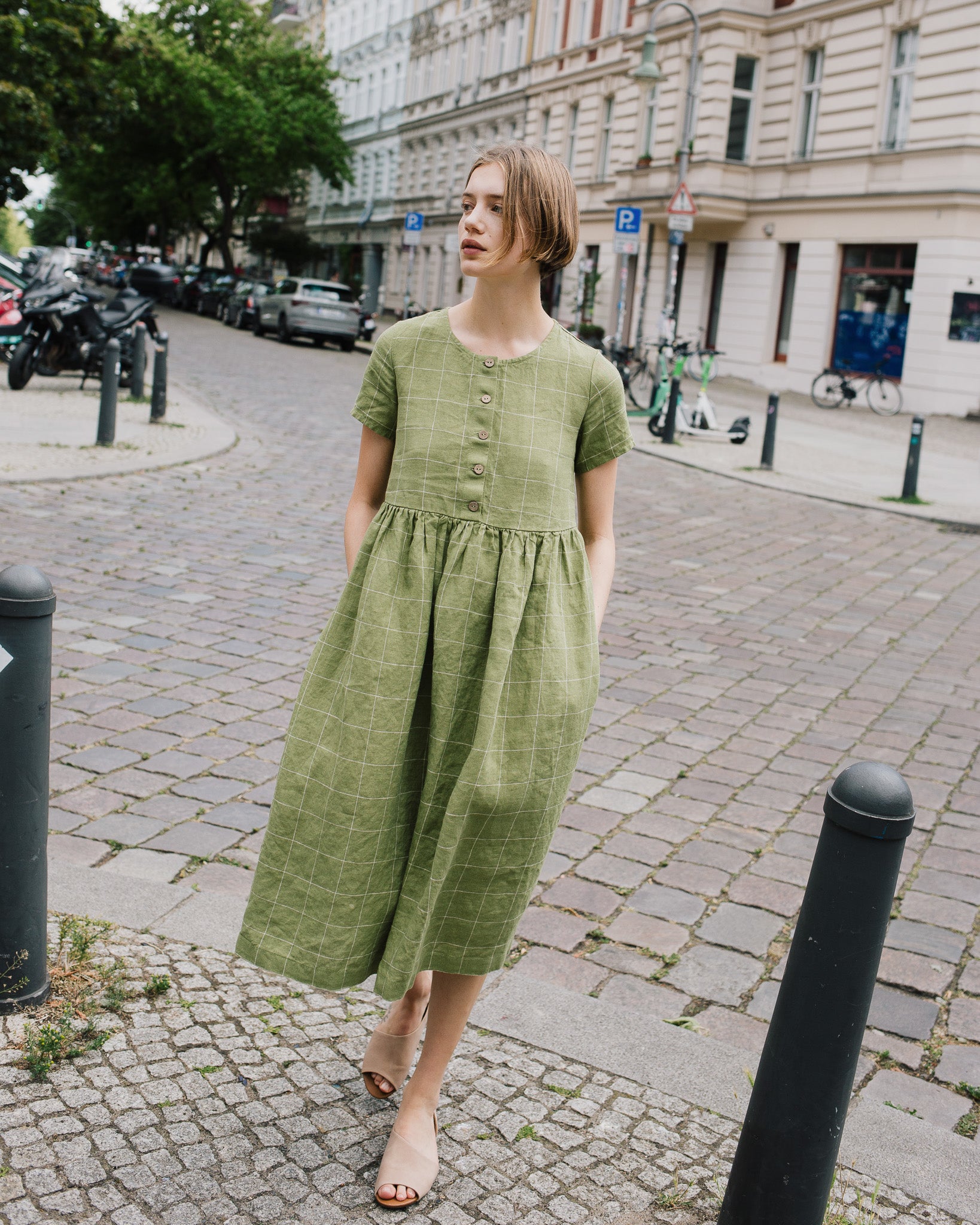 Maxi MAMA-2 Short Sleeve Linen Dress Maxi MAMA-2 Short Sleeve Linen Dress