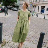 Maxi MAMA-2 short sleeve linen dress