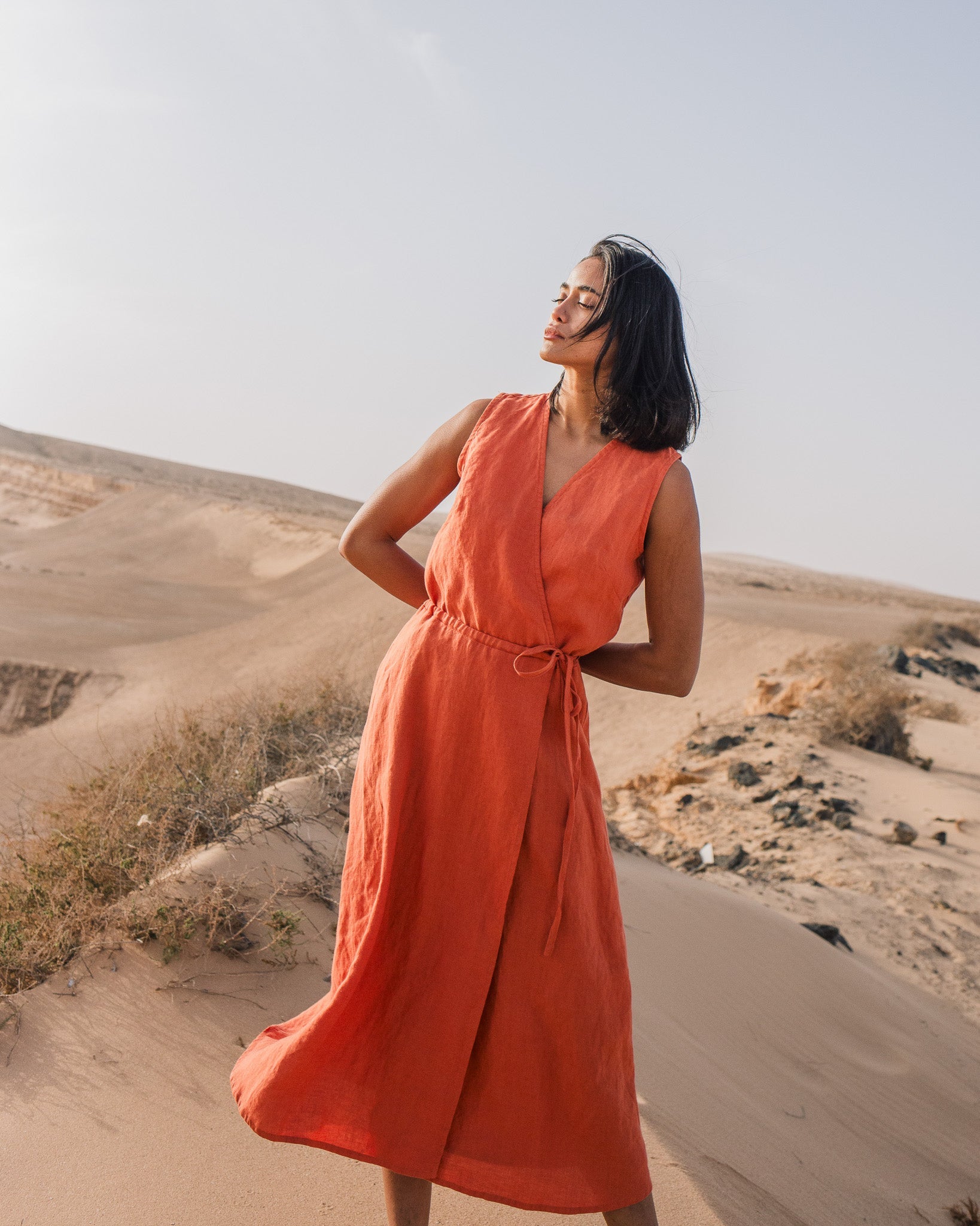 ALTHEA wrap maxi linen dress - notperfectlinen