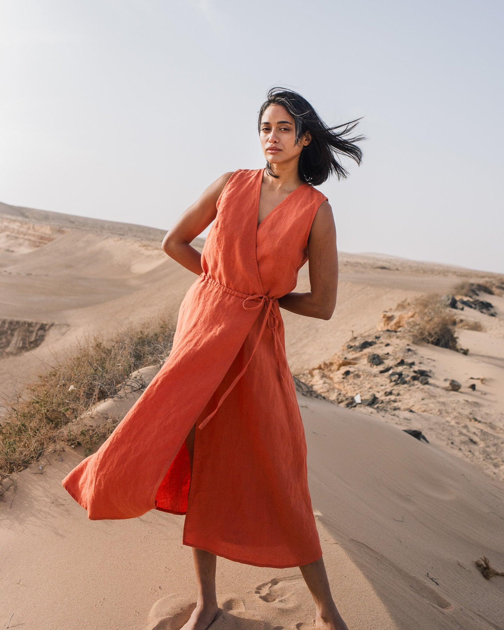 ALTHEA wrap maxi linen dress - notperfectlinen