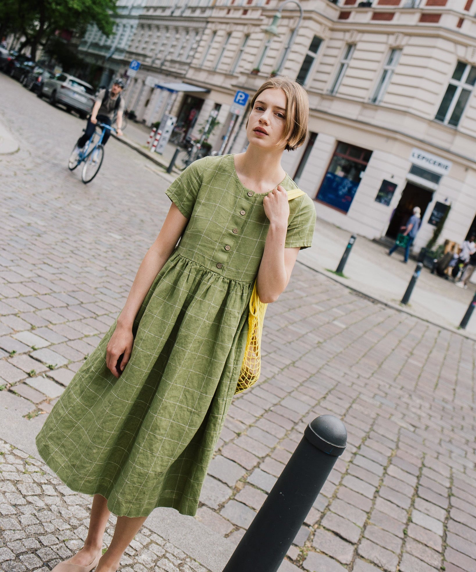 Maxi MAMA-2 short sleeve linen dress Maxi MAMA-2 short sleeve linen dress