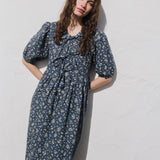 R: ROSEMARY bow tie linen dress (Size: S; Color: Light Black Checks)