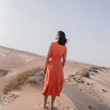 R: ALTHEA wrap maxi linen dress (Size: M; Color: Juniper Green)