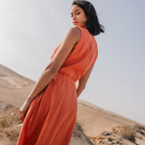 R: ALTHEA wrap maxi linen dress (Size: M; Color: Juniper Green)