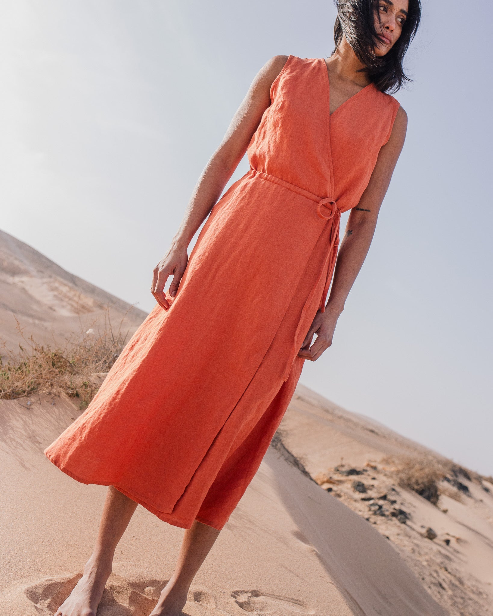 ALTHEA wrap maxi linen dress - notperfectlinen