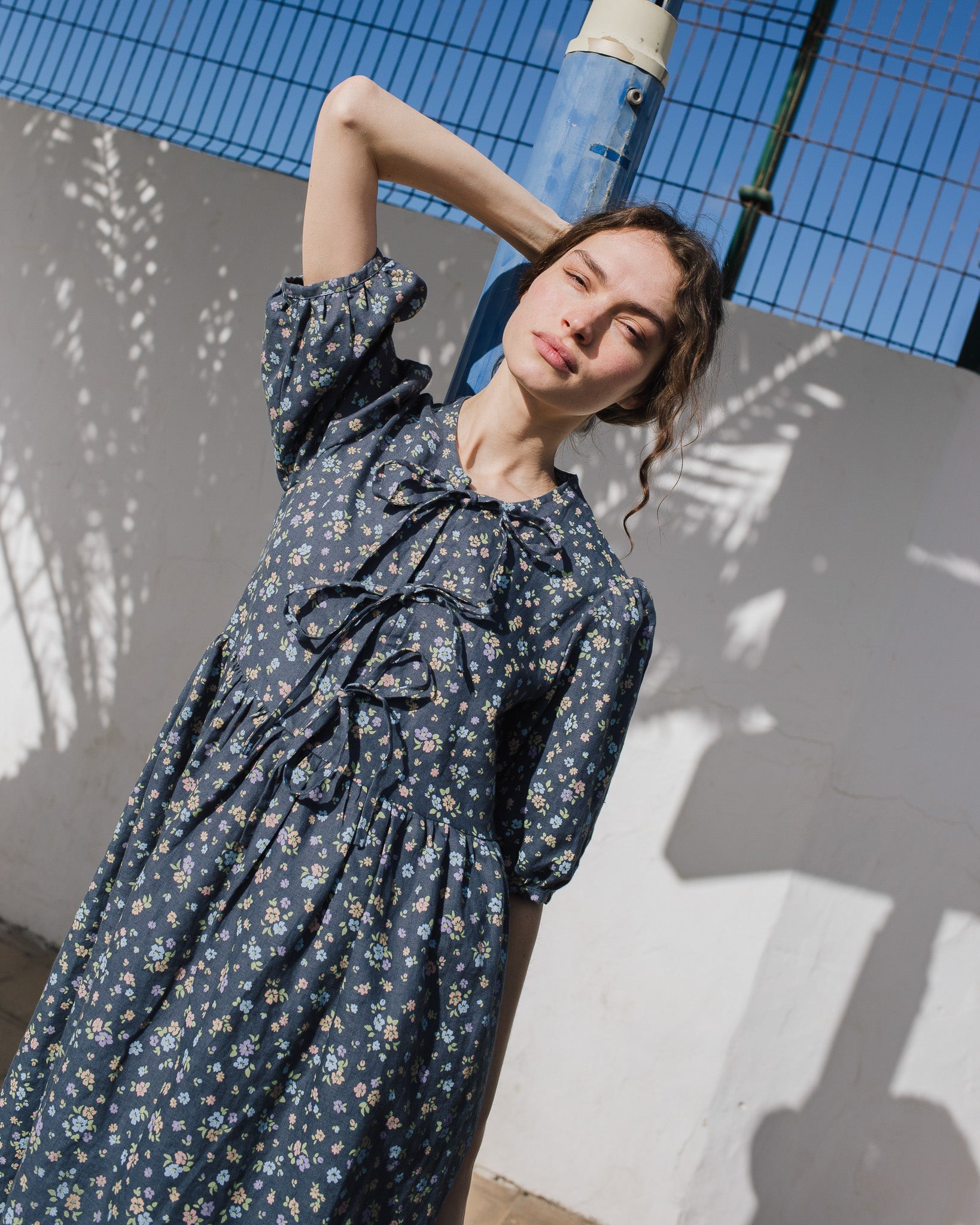 ROSEMARY bow tie linen dress - notPERFECTLINEN