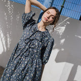 R: ROSEMARY bow tie linen dress (Size: S; Color: Light Black Checks)