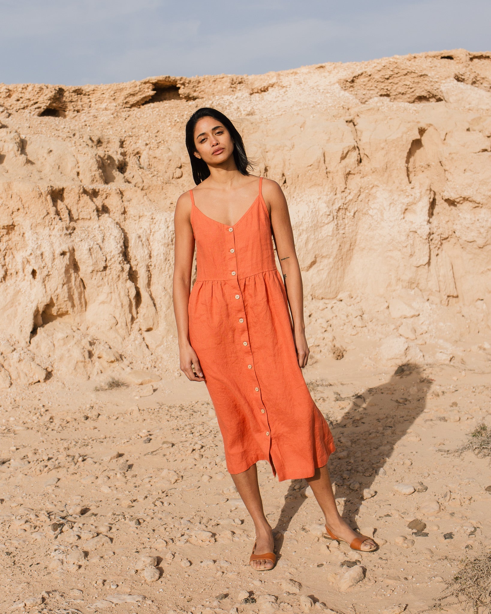 SARAH button down slip linen dress - notPERFECTLINEN