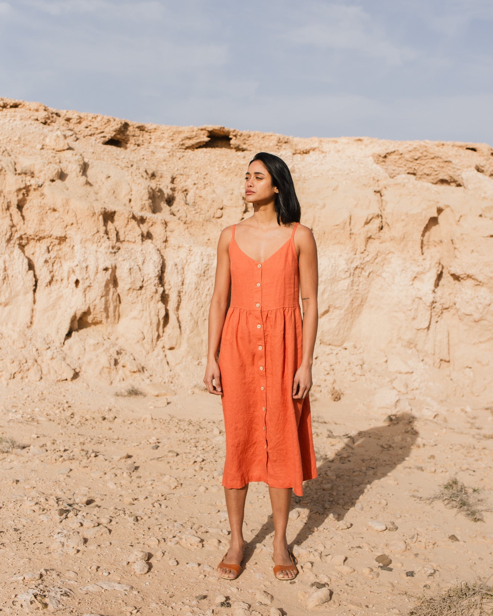 SARAH button down slip linen dress - notPERFECTLINEN