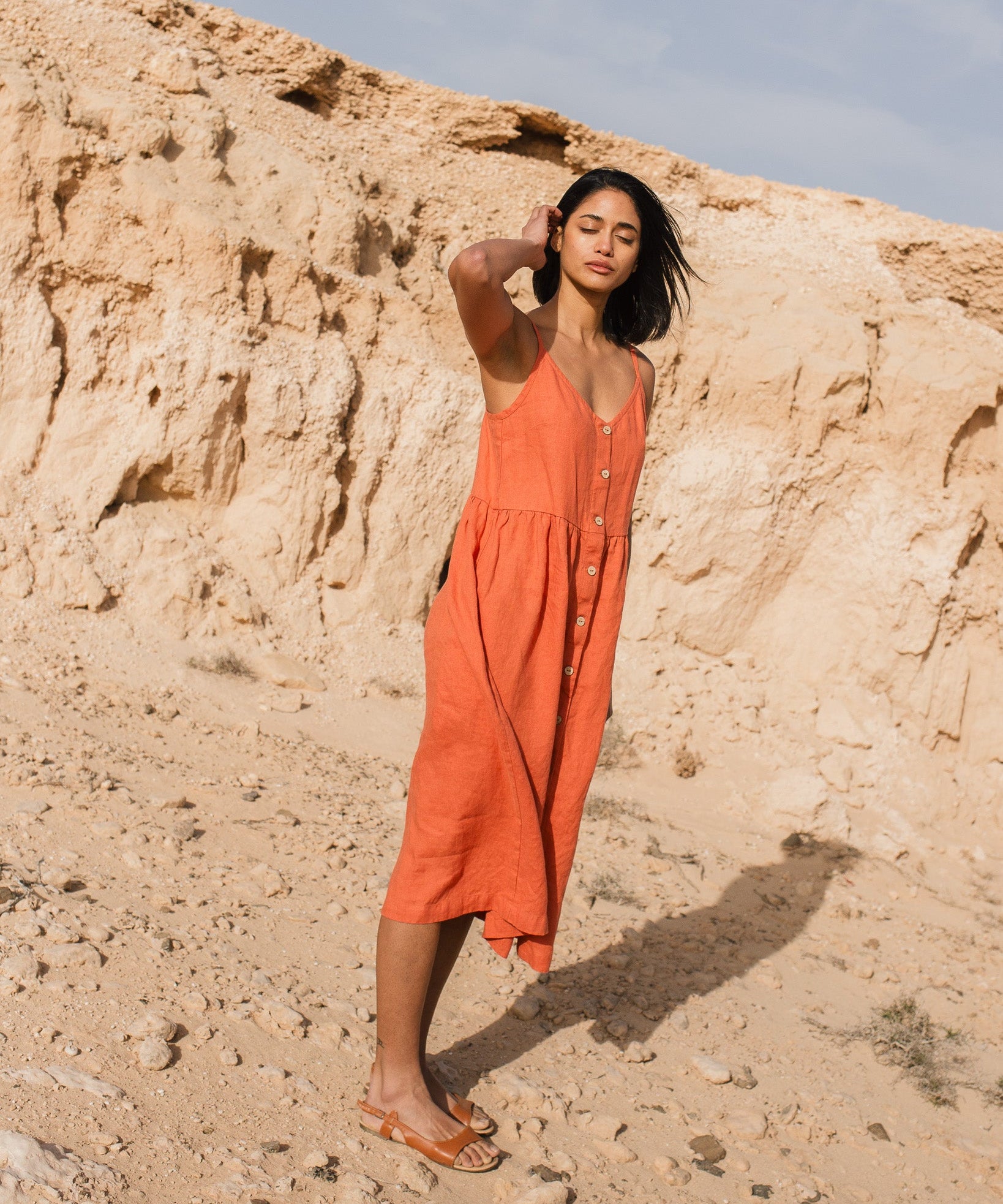 SARAH button down slip linen dress - notPERFECTLINEN