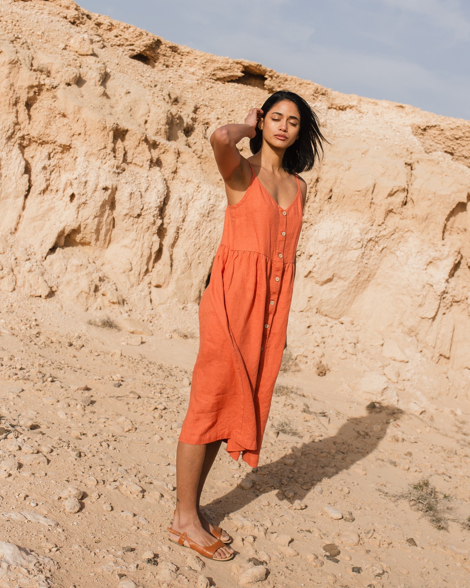 SARAH button down slip linen dress - notPERFECTLINEN