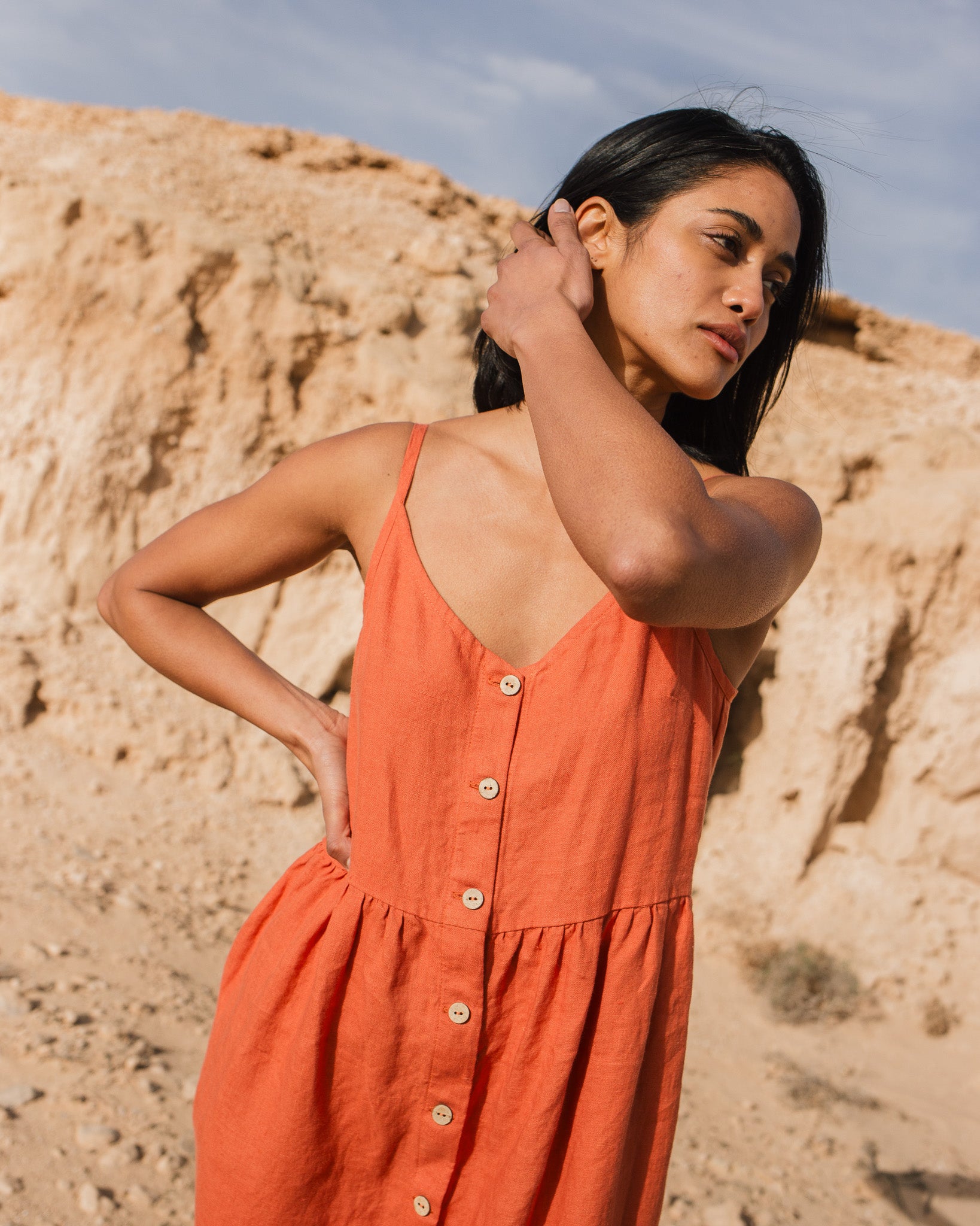 SARAH button down slip linen dress - notPERFECTLINEN