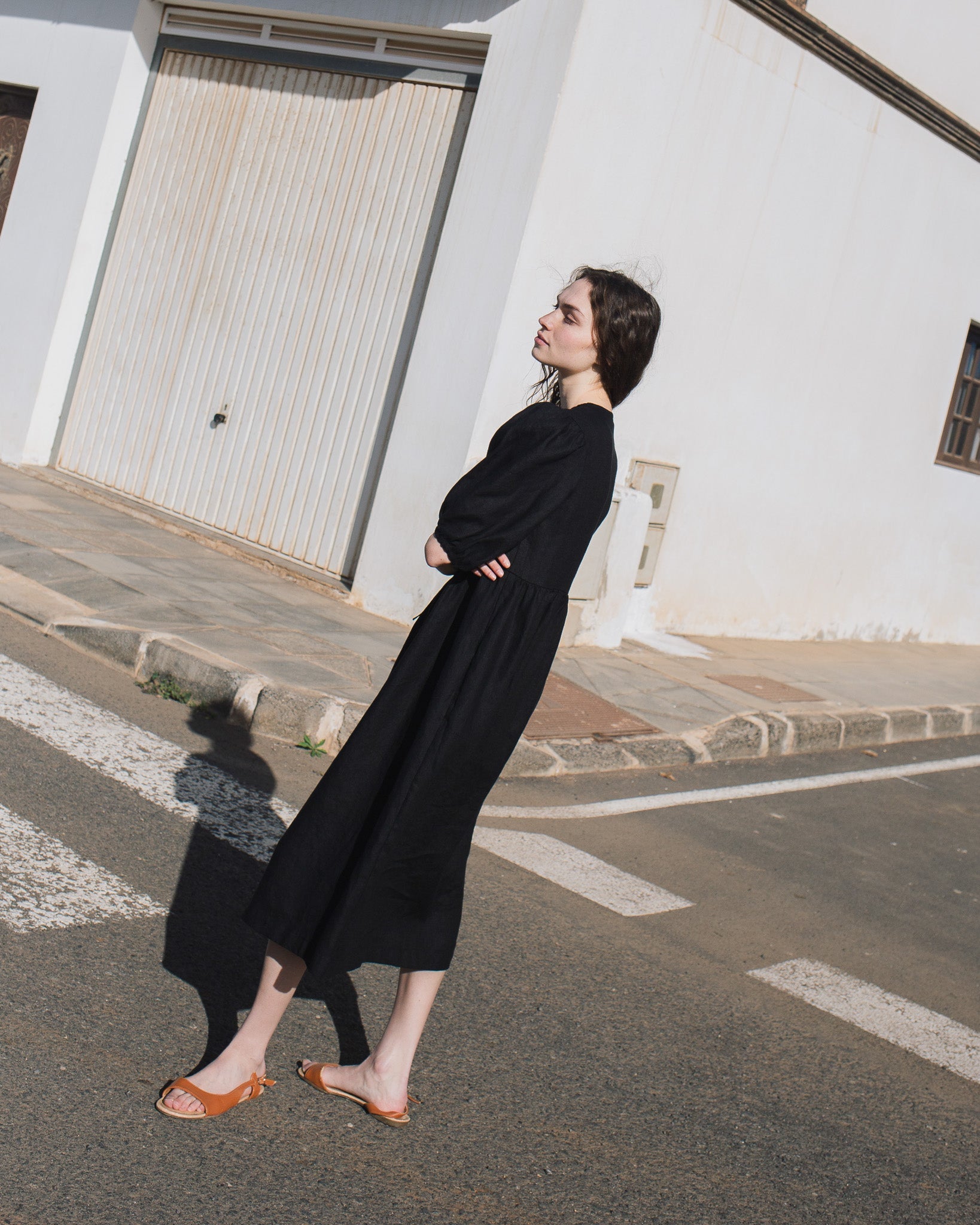ROSEMARY bow tie linen dress - notPERFECTLINEN