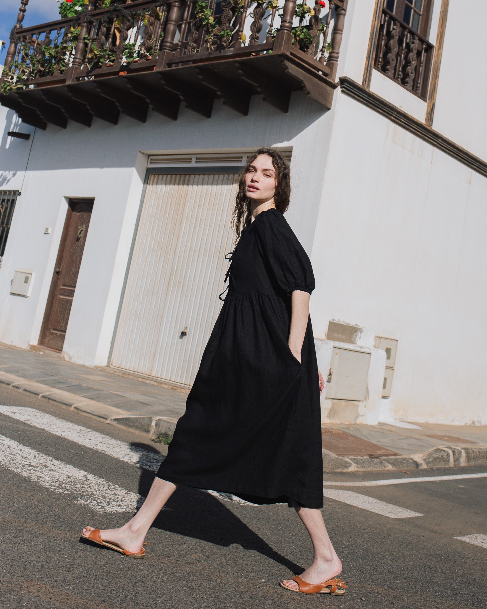 ROSEMARY bow tie linen dress - notPERFECTLINEN