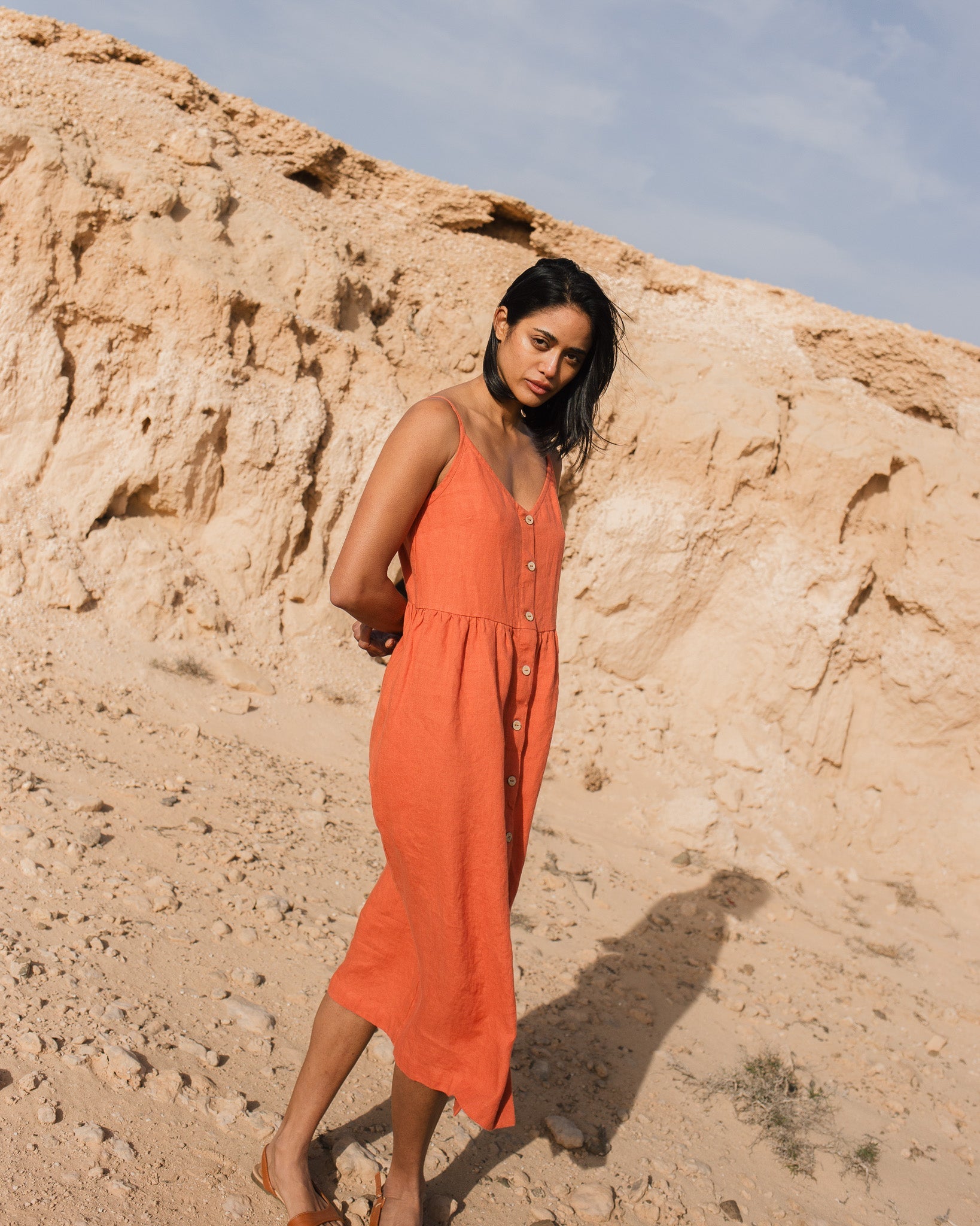 SARAH button down slip linen dress - notPERFECTLINEN