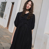 ROSEMARY bow tie linen dress - notPERFECTLINEN