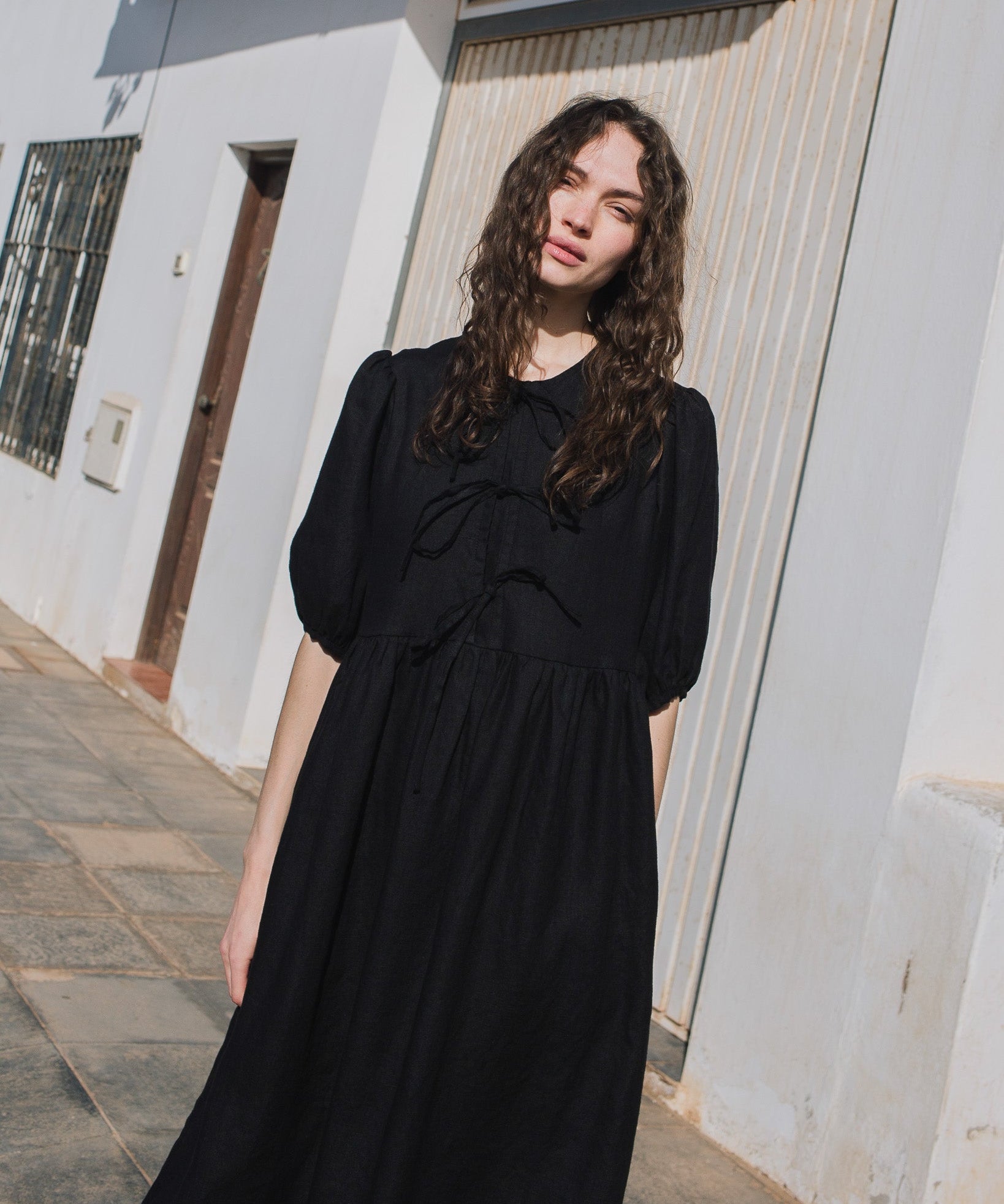 ROSEMARY bow tie linen dress - notPERFECTLINEN