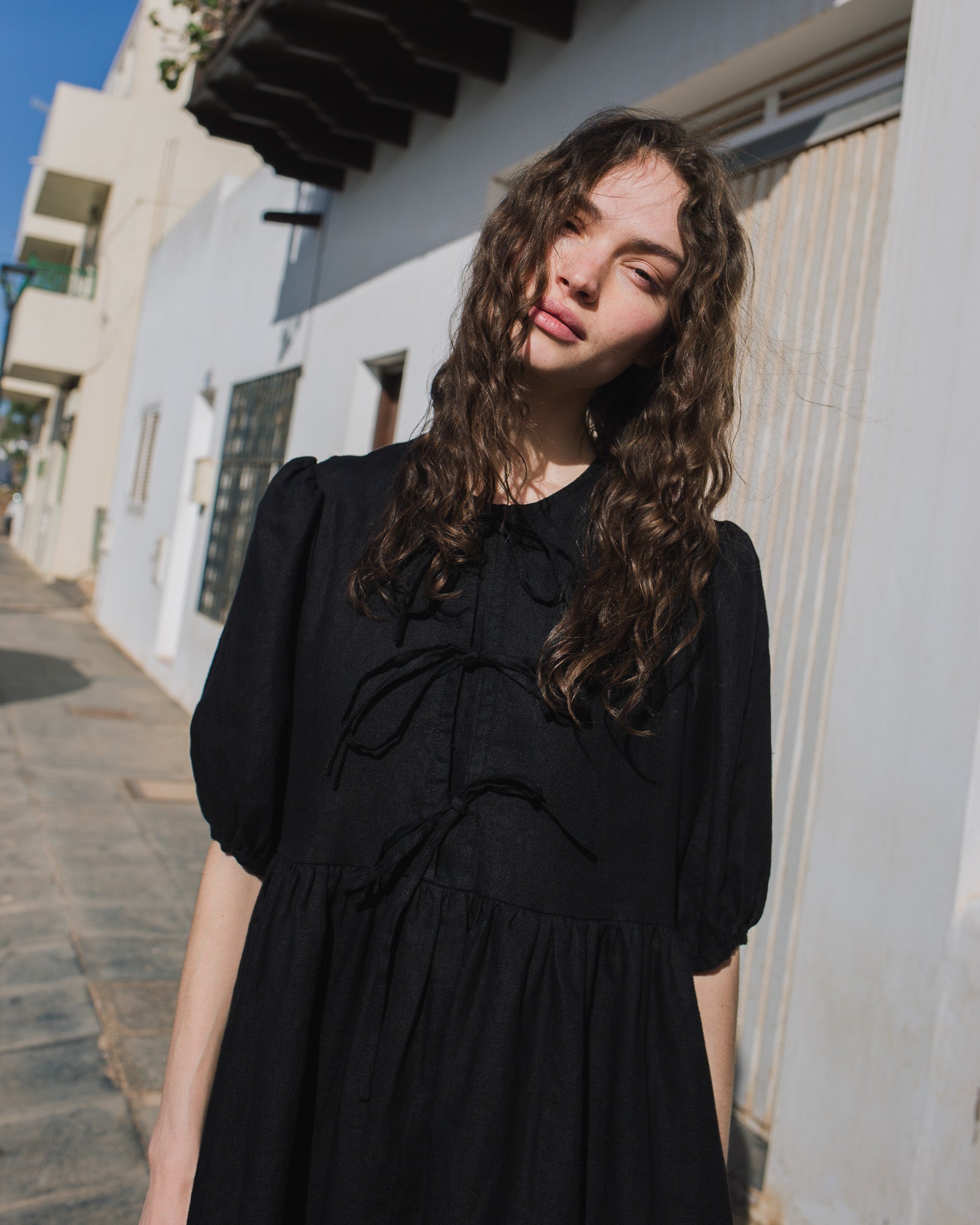 ROSEMARY bow tie linen dress - notPERFECTLINEN