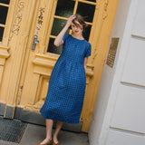 R: BELLEVUE linen dress (Color: Deepest Black; Size: XXL)