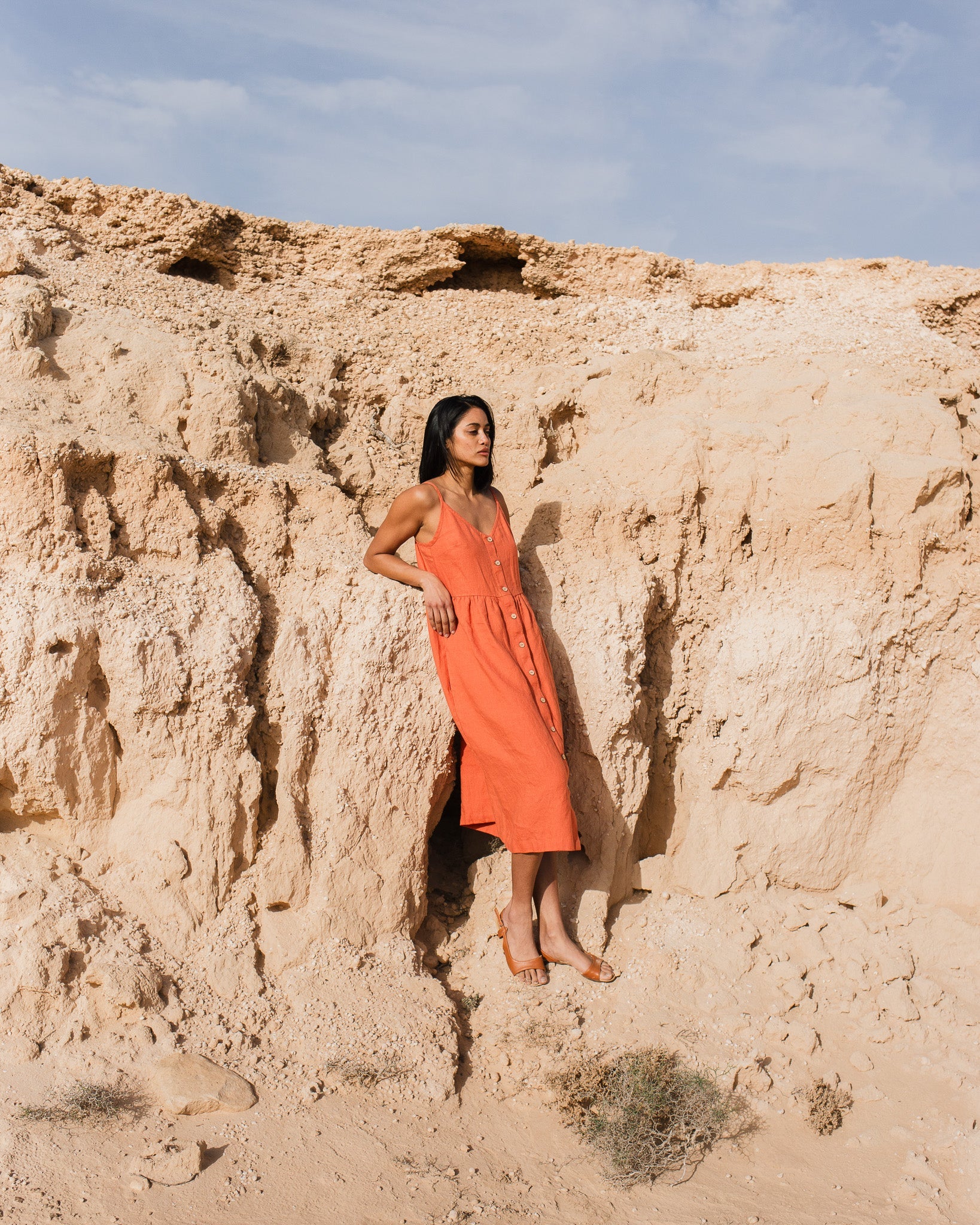 SARAH button down slip linen dress - notPERFECTLINEN