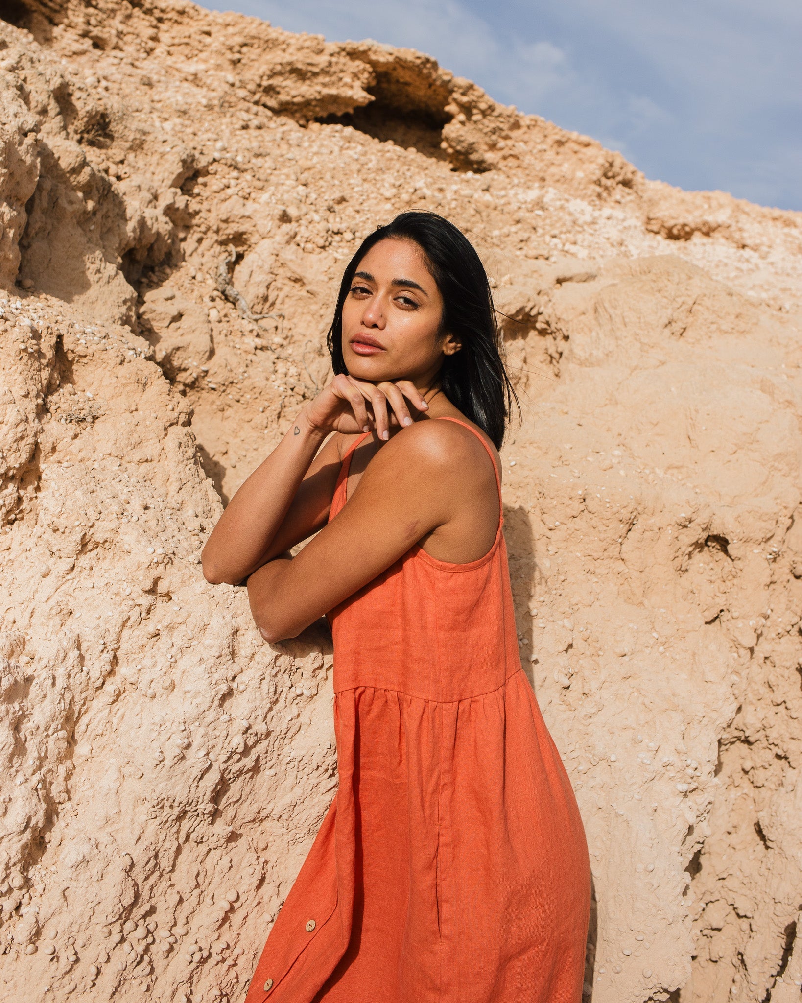 SARAH button down slip linen dress - notPERFECTLINEN